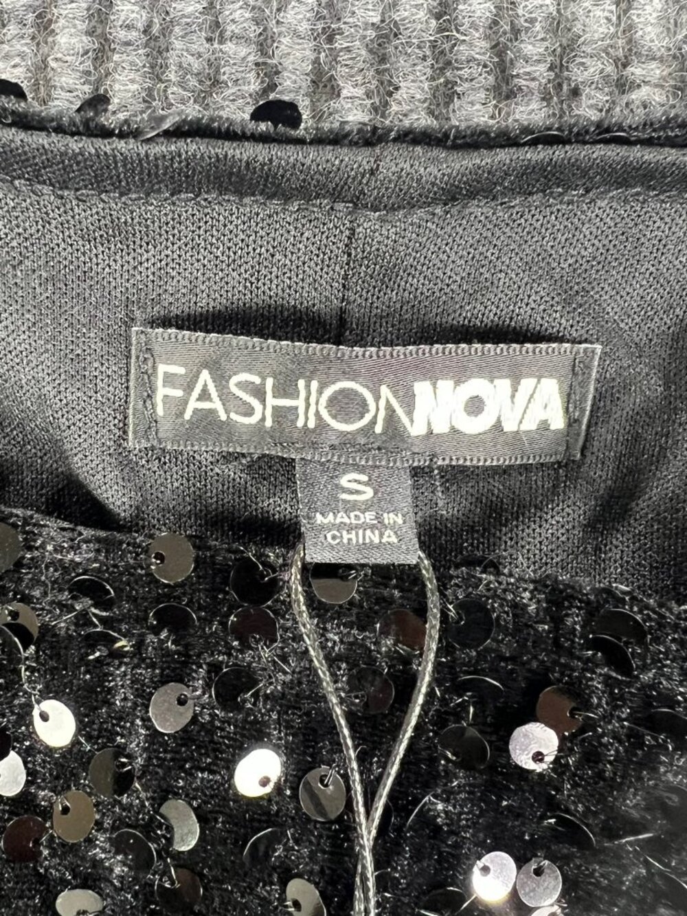Fashion Nova Christy Black Sequin Feather Trim T-Shirt Mini Dress Size S - Picture 4 of 11